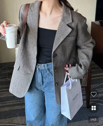 헤링본 오버핏 자켓