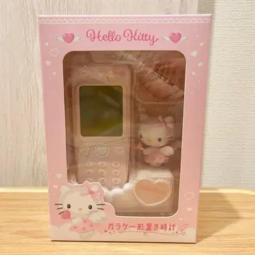 산리오 폴더폰 모양 탁상 시계 헬로키티 핑크 천사
