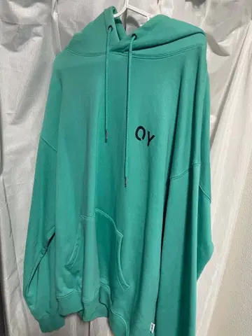 QY 민트 그린 오버 사이즈 후드티