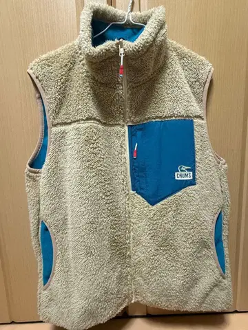 CHUMS 플리스 베스트 M 사이즈 베이지/블루