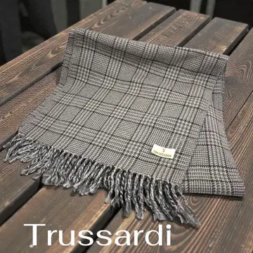 트루사르디 체크 무늬 머플러 그레이 계열