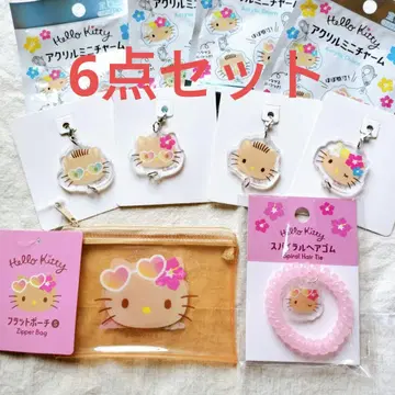 일광화상 키티 아크릴 참 플랫 파우치 스파이럴 머리끈 다이소