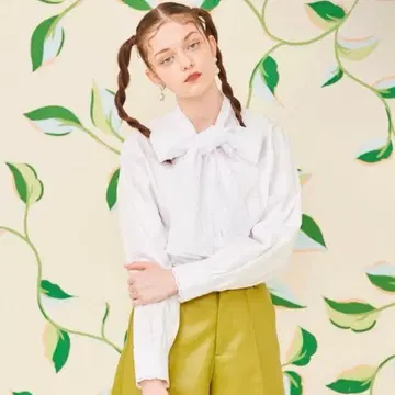 poppy 리본 타이 블라우스 화이트 아사기니뇨