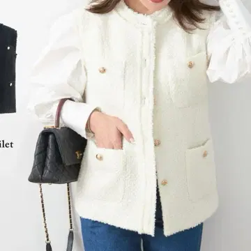 Liala x PG 골드 버튼 트위드 베스트