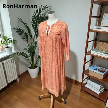 론 헤르만 카프탄 드레스 원피스 인도 면 꽃무늬 오렌지 S