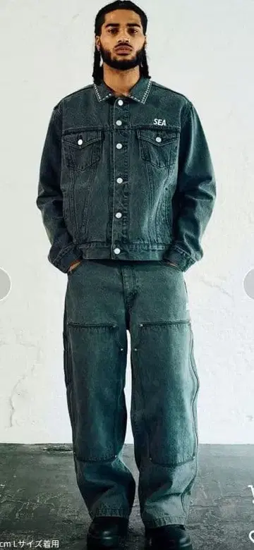 레어 윈드앤씨 DOUBLE KNEE DENIM PANTS M 봉투 포함