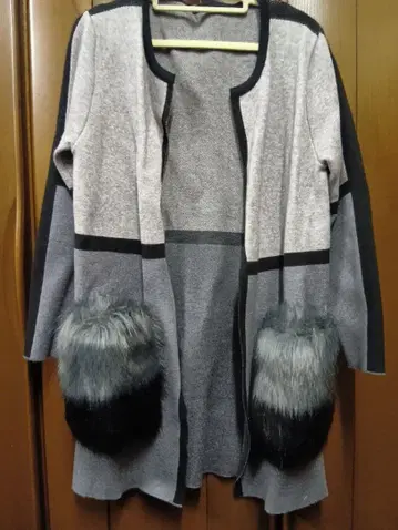 퍼 포함 그레이 계열 가디건 긴팔