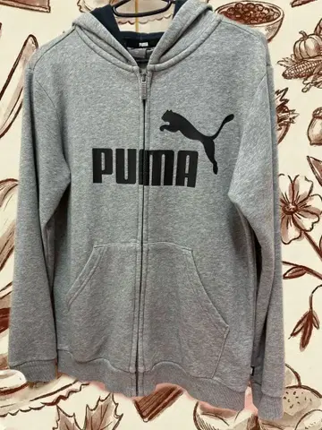 PUMA 풀 지퍼 그레이 후드티
