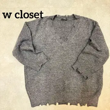 w closet 더블 클로젯 데미지 가공 니트