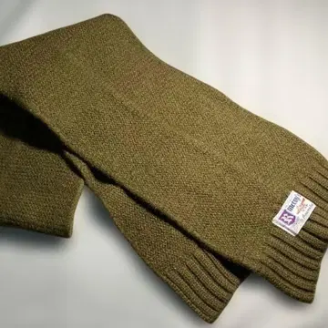 리얼 맥코이 울 니트 스카프 올리브 레드 크로스 머플러