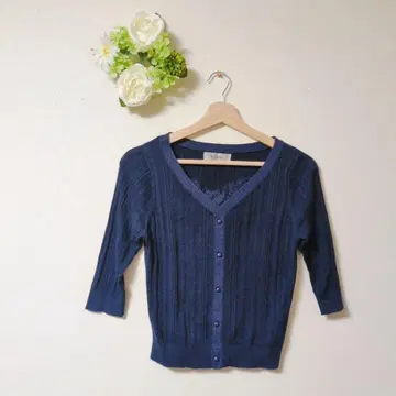 새상품급 리랜드트루 네이비 오부 소매 가디건 [2/M]