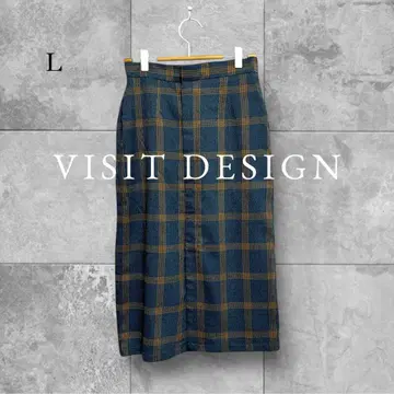 비지트 디자인 스커트 루즈핏 롱 체크 페미닌 캐주얼 L