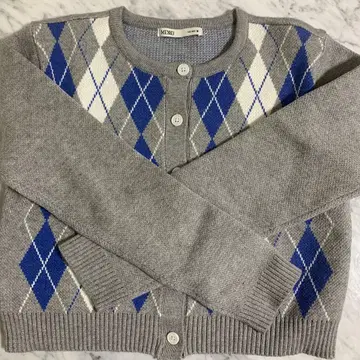 한국 MIXXO 아가일 무늬 니트 가디건 M