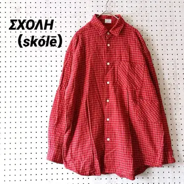 스콜 체크 무늬 와이드 실루엣 긴팔 셔츠 (UM) 드롭 숄더 면