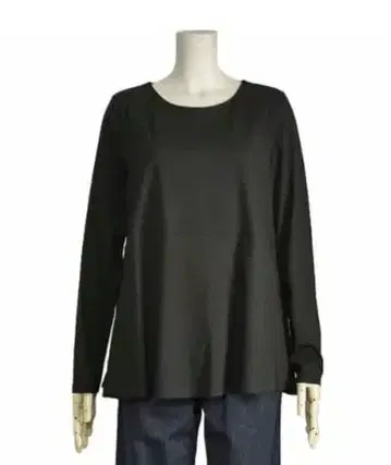 아얀 티셔츠 여성용 롱 긴팔 플레어 둥근넥