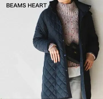BEAMS HEART 네이비 퀼팅 자켓