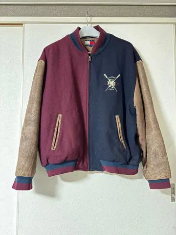 TOMMY HILFIGER 바시티 자켓 와인 레드/네이비 16