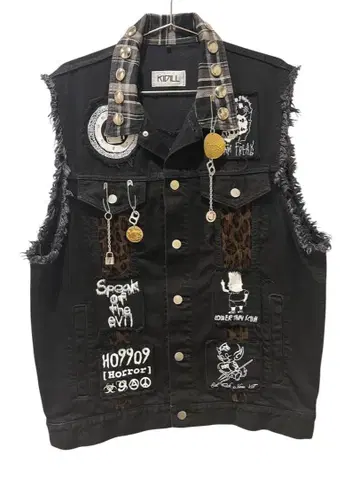 KIDILL SLEEVELESS STUDS DENIM JACKET