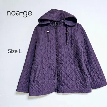 noa-ge 퀼팅 자켓 후드 부착 퍼플