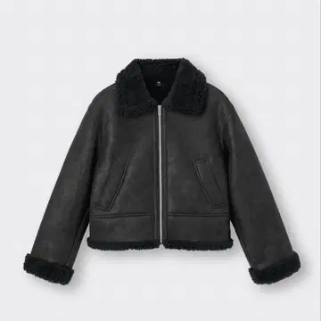 새상품 GU 무스탕 터치 플라이트 자켓 블랙 S