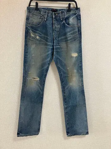 Blueway 일본제 데미지 가공 스트레이트 데님 32인치 L 사이즈