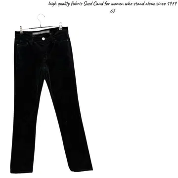 블랙 스웨이드 캐주얼 팬츠 프론트 버튼 포함 L 사이즈