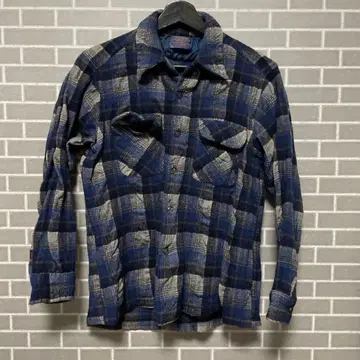 Pendleton 플란넬 셔츠 L 네이비/그레이 70s