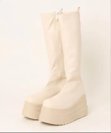 YOSUKE 요스케 통굽 스트레치 롱 부츠 아이보리