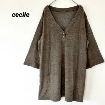 세실 [고품질] 브라운 V넥 헨리넥 튜닉 루즈핏 3L