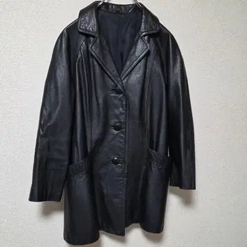 [천연 가죽] 가죽 체스터 코트 롱 기장 블랙 고급 실루엣