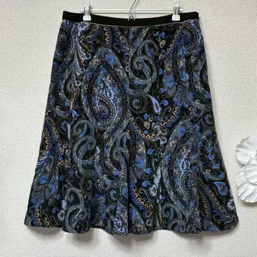 앨리스버리 L 페이즐리 무늬 플레어 스커트 LL 15호 블루 컨디션 최상