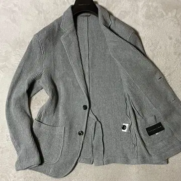 에스트네이션 와플 니트 테일러드 자켓 M 라이트 그레이 새상품급