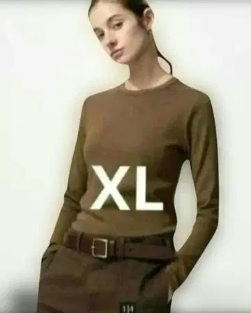 유니클로 소프트 리브 크루넥 T/긴팔 XL 브라운