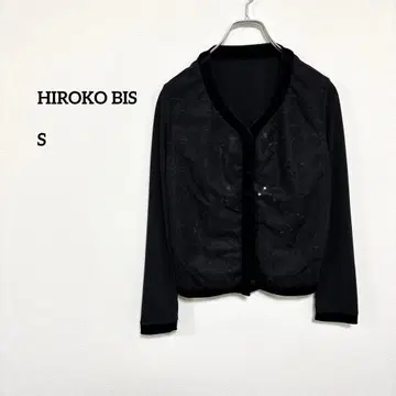 HIROKO BIS 블랙 가디건 S 스팽글 레이스 d086