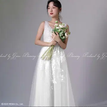 화이트 A라인 웨딩 드레스 M