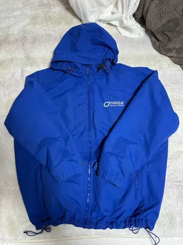 랜즈엔드 LANDS'END 안감 플리스 후드 부착 나일론 자켓 파랑 블루