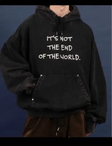 Perushu 빈티지 라이크 헤비 웨이트 후드 맨투맨 (블랙 L)