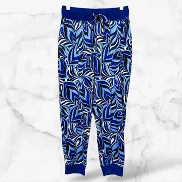 캐주얼 조거 팬츠 라프 올 패턴 화려한 개성 (L) 여성용 허리밴딩