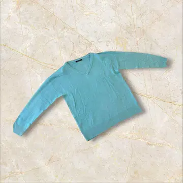 클리어 긴팔 니트 스웨터 프리 사이즈 블루 V넥