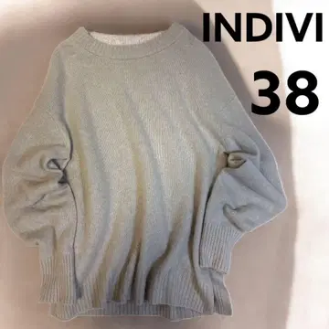 INDIVI 복슬복슬 루즈핏 라쿤 100% 스웨터 그레이 계열 38