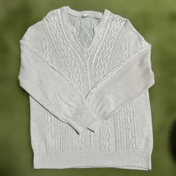 팩토리에 헨리넥 코튼 케이블 니트 에크루