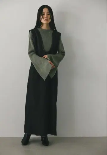 딥 U넥 데님 원피스 스타일믹서