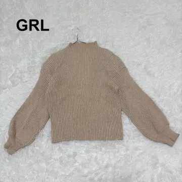 [ 그레일 ] 긴팔 리브 니트 스웨터 볼륨 소매 벌룬 F 크루넥