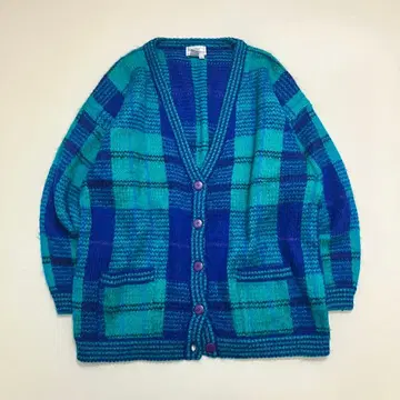 HASTING SMITH 빈티지 체크 무늬 오버 사이즈 가디건