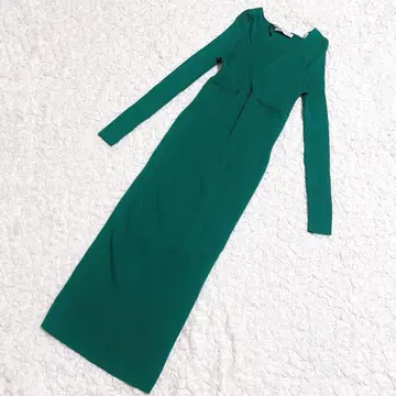 [ 새상품급 ] ZARA 리브 니트 롱 원피스 그린 M