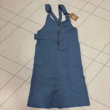 블루 오버롤 스커트 M