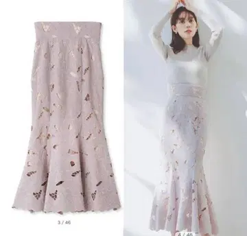 [새상품급] 커팅 레이스 머메이드 스커트 SNIDEL 정품 PNK