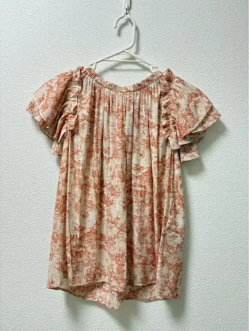 SNIDEL 꽃무늬 프릴 블라우스 반팔 페티코트 포함