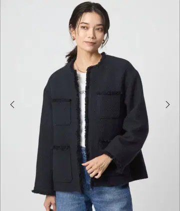 greenlabelrelaxing 믹스 트위드 라이크 노카라 자켓