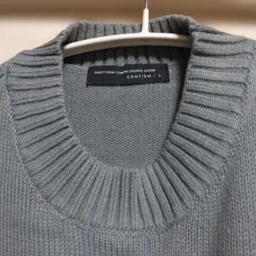 리브 편직 크루넥 스웨터 L 사이즈 올리브 그린